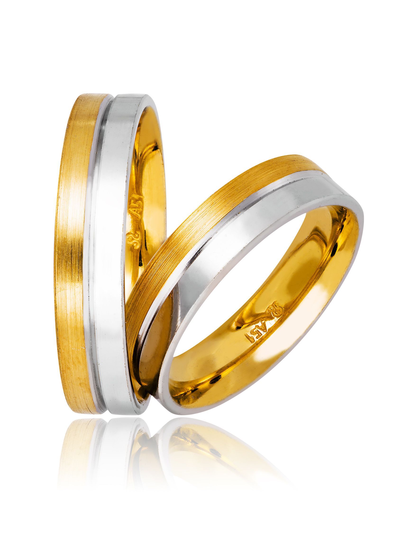 White gold & gold wedding rings 5mm (code 740)